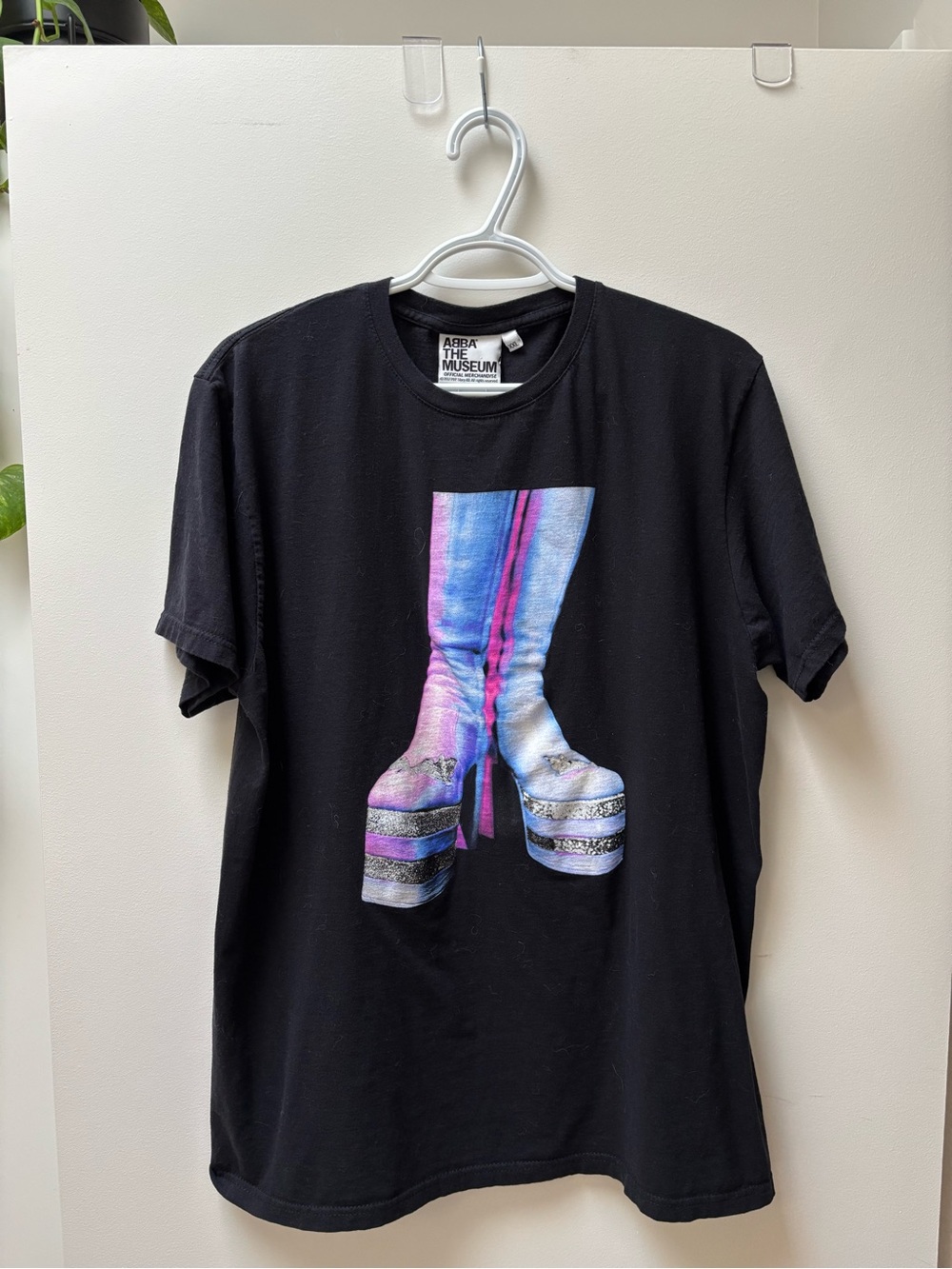 ARBA The Museum Black Graphic Tee with Purple/Blue Platform Boot Print